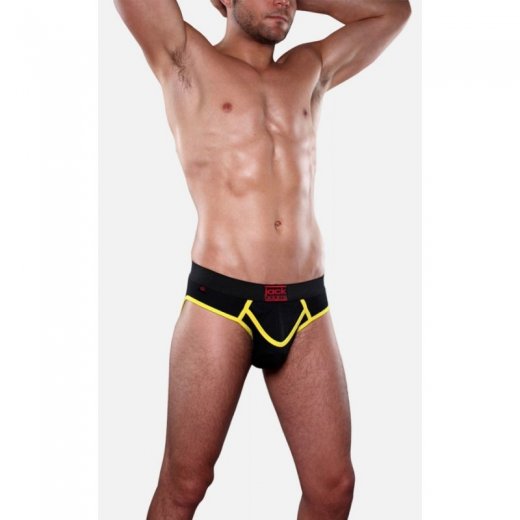 Army Fly Jock Brief Black/Yellow