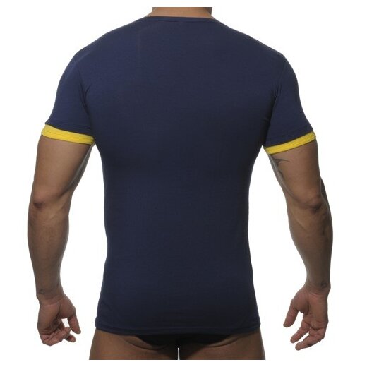 V-Neck Double Effect Shirt - navy/yellow