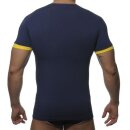 V-Neck Double Effect Shirt - navy/yellow