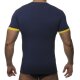 V-Neck Double Effect Shirt - navy/yellow S