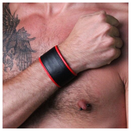 Leder Wristband  L-XL Rot