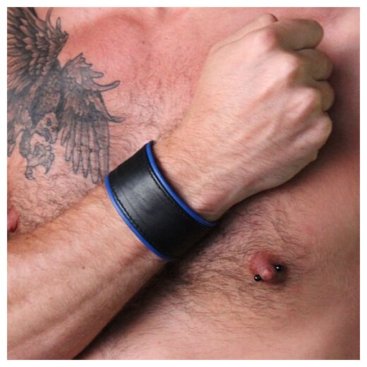 Leder Wristband  L-XL Blau