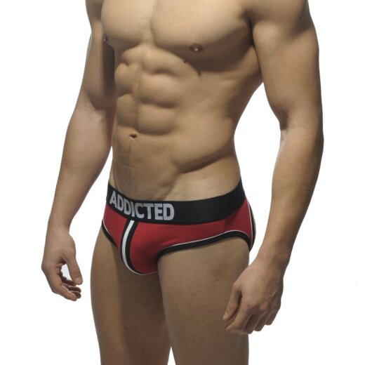 Double Piping Bottomless Brief red